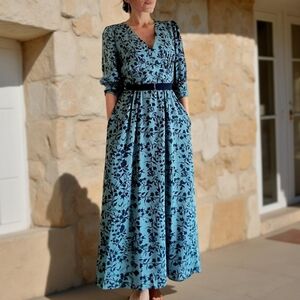 NWT Floral Sea Blue Dress.